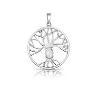 DTPsilver® Ciondolo Celtico in Argento 925 - Albero della Vita con Pietre Naturali - Pietra di Luna