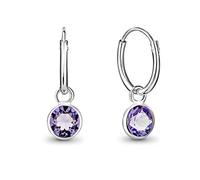 DTPsilver® Orecchini a Cerchio Piccoli - Argento 925 con Cristalli Swarovski® Elements - Pendenti Rotondi - Spessore : 1.5 mm - Diametro: 14 mm - Colore: Tanzanite