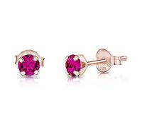 DTPsilver® Orecchini Donna Oro Rosa con Brillantini Punto Luce di Vero Cristallo 4 mm - Orecchini Punto Luce Oro - Orecchini Colorati - Orecchini Piccoli Oro Rosa - Orecchini Lobo Donna