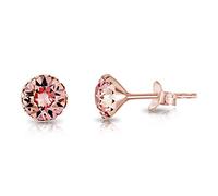 DTPsilver - Orecchini Lovli Argento 925 Placcato Oro Rosa con Cristalli Rosa Antico 6 mm - Orecchini Rosa Donna