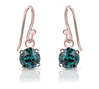 DTPsilver® - Orecchini Pendenti Argento 925 Placcato Oro Rosa con Brillantini di Cristallo 6 mm - Orecchini Pendenti Oro Rosa - Orecchini Oro Placcato - Punto Luce - Vasta scelta di Colori