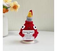 DTREELS 1 bomba F fatta a mano all'uncinetto con base, bomba di supporto emotivo con carta positiva, giocattolo per alleviare lo stress per gli amici, regalo divertente fatto a mano all'uncinetto per