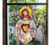 DTREELS Acchiappasole cristiano, affascinante acchiappasole in acrilico con Gesù Cristo, da appendere alla finestra, decorazione colorata da appendere alla parete, regali cristiani per casa, chiesa e