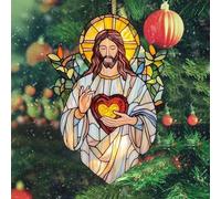 DTREELS Acchiappasole cristiano, affascinante acchiappasole in acrilico con Gesù Cristo, da appendere alla finestra, decorazione colorata da appendere alla parete, regali cristiani per casa, chiesa e