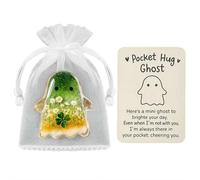 DTREELS Ghost Pocket Hug, Ghost Pocket Card, Pockets Hug G-host con biglietto di incoraggiamento, regalo di Halloween con supporto ispiratore, grazioso mini ciondolo, piccolo ricordo decorativo