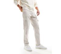 DTT - Jeans cargo dritti rigidi color pietra chiaro-Neutro W28 L34