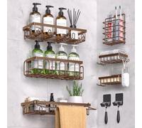 DTUQYX Confezione da 9 contenitori per doccia, organizer adesivo per accessori decorativi per bagno e cucina, senza foratura, grande capacità, organizer in acciaio inossidabile, mensole per la