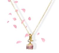 DTVKTZ Blooming Rose Necklace, Hidden Rose Blooming Necklace, 18k Gold Plating Floral Pendants Necklaces, Handmade Jewelry, Birth Flower Necklaces for Women (Pink)