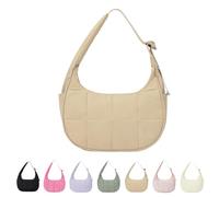 DTVKTZ Bloomr Bag, Small Puffer Crescent Shoulder Bag for Women, Adjustable Shoulder Strap,Nylon Quilted Shoulder Hobo Purses (Khaki)