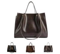 DTVKTZ Large Capacity PU Leather Satchel Handbag,Fall Winter Shoulder Bag with Zipper,Women's Soft Leather Shoulder Travel Purse (Coffee)