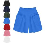 DTVKTZ Primarilyx Women’s Summer Shorts, Women Beach Casual Hot Shorts with Elastic Waistband And Pockets (Blue,XXL)