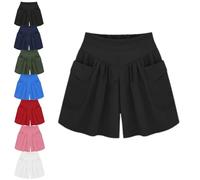 DTVKTZ Primarilyx Women’s Summer Shorts, Women Beach Casual Hot Shorts with Elastic Waistband And Pockets (Black,L)