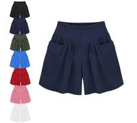 DTVKTZ Primarilyx Women’s Summer Shorts, Women Beach Casual Hot Shorts with Elastic Waistband And Pockets (Dark Blue,5XL)