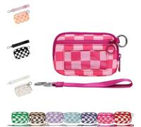 DTVKTZ The Iris' Wallet 2nd Gen The Iris Wallet The Pouch Wristlet Zip Card Case With ID Window Women's Waterproof Nylon Keychain Wallets (Rose Red)
