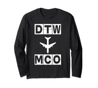 DTW a MCO Aeroporto Codice Aereo Route Detroit Orlando Maglia a Manica