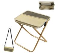 DTWEFF Foldable Backpack Stool, Zipper Folding Stool, Portable Folding Stool with Carry Bag, Portable Small Fishing Chair with Adjustable Strap for Outdoor Picnic Hiking Fishing(Khaki,S)