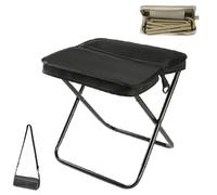 DTWEFF Foldable Backpack Stool, Zipper Folding Stool, Portable Folding Stool with Carry Bag, Portable Small Fishing Chair with Adjustable Strap for Outdoor Picnic Hiking Fishing(Black,S)