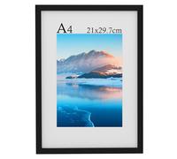 DTXDTech Cornice portafoto formato A4, 21 x 30 cm, in legno nero, formato A4, con passepartout, cornice con certificato per supporto da parete, per decorazione da tavolo, cornice nera