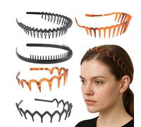 DTXLX 5 Pezzo Cintura per capelli in plastica,cerchietto capelli donna&Uomo,Bande di pettino per capelli dentali ondulate 5 Stili 2tartarughe&3lucido-Sport e fitness antiscivolo