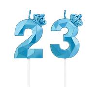 DTXLX Candele 3D Compleanno Blu Numeri 23 con corona, per Torta, Decorazione Compleanno, Candele Compleanno, Festa, Matrimonio, Festa aziendale, Compleanno (Blu #23)