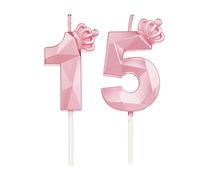 DTXLX Candele di compleanno con numeri 15 con corona, candele di compleanno per torte, decorazioni di compleanno, numeri, candele di compleanno per bambini, per feste, matrimoni, feste aziendali,