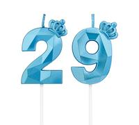 DTXLX Numero 29 candele per compleanno, in forma di numero 29, Blu con corona, per torta, decorazione per compleanno, per feste, matrimoni, feste aziendali, giubilei