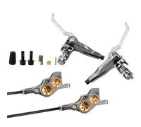 DTYBJN Freno a Disco Idraulico MTB a 4 pistoncini 2200mm Tipo Split Freno a Pressione Olio Mountain AM DH Pinza Freno Bici da Strada(Silvery Split-Typ LR)