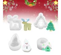 DTYGUIXE 4 Pz Stampi per Candele Natalizie,Stampo Albero di Natale 3D,Stampo Pupazzo di Neve,Stampi Natalizi per Resina,Stampi in Silicone per Natale per Fare Sapone,Candele,Cioccolato