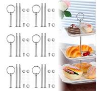 DTYGUIXE 6 Set di Supporto per Vassoi Torte Alzata per Torta Maniglia di Supporto per Cupcake Piedistalli di Metallo per Alzatine Aste per Torte Piastra di Montaggio per Feste di Compleanno di Nozze