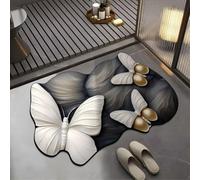 DTYNBCP Tappetino assorbente antiscivolo con motivo realistico 3D, tappetino da bagno sicuro ad asciugatura rapida con illusione ottica a forma di farfalla e fiore(#05 Butterfly,19.7x31.5 inches)