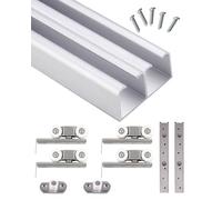Du - Kit hardware per porta scorrevole a doppia porta, adatto per 10004000 mm, include binario argentato da 2050 mm, perfetto per due porte e carichi