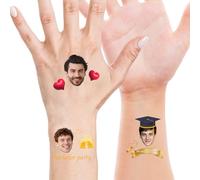 DUABELPHF Tatuaggi Temporanei Personalizzati|Tatuaggi personalizzati con foto |Adesivi impermeabili foto testo logo, Feste per uomini e donne Amore Matrimonio laurea compleanno, celebrazioni