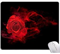 DUADELI Tappetino per mouse con rosa rossa, sfondo nero, tappetino per mouse da gioco, tappetino per mouse quadrato impermeabile, base in gomma antiscivolo, tappetino per mouse per laptop da ufficio