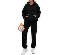 duaicnvow Comoda Tuta Donna Invernale, 2 Pezzi in Pile Caldo con Cappuccio e Tasche, Felpa e Pantaloni Morbidi, Ideale per Sport, Tempo Libero e Outdoor