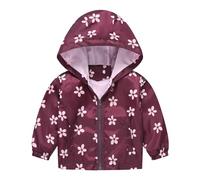 duaicnvow Giacca Impermeabile Antivento Bambini, con Cappuccio Leggera e Stampa per Outdoor, Giacca da Pioggia Unisex per Autunno Inverno, per Escursionismo e Giochi all'Aperto 1-6 anni
