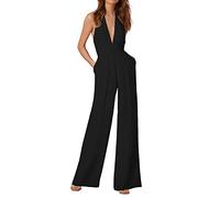 duaicnvow Tuta Intera Donna Manica Lunga Scollo Quadrato Jumpsuit Casual Monopezzi e Tutine Vita Alta Aderente Gamba Larga con Tasche One Piece Rompers Lungo Elegante Overall Primavera Autunnali