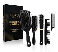 DUAIU 5 pezzi Pettine per uomo e donna Set di pettini per tutti i tipi di capelli Spazzola piatta Spazzola districante Spazzola rotonda per ciuffo Pettine a denti larghi Strumenti per parrucchieri