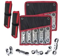 Dual-Drive Nano Flex-Head Pocket Ratchet, 3/4“ Inch Retractable Ratchets Wrenches Set, 8mm-19mm,5/16in-3/4in size Ratchet for Various Repair Scenarios (2pcs)