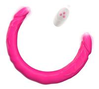 Dual-End Wireless Vibrating Silicone Dildo 17.6in, 10 Vibe Modes Waterproof Rosa for Lesbian Couples