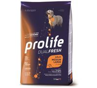 Crocchette per cani Prolife dual fresh tacchino, maiale fresco e riso adult medi