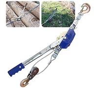 Dual Gear - Cricchetto per verricello a mano resistente con cavo e gancio in acciaio, verricello manuale portatile per spostare e installare attrezzature pesanti, ideale per garage e uso esterno