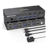Dual Monitor KVM Switch USB 3.0 HDMI KVM Switch 2 Monitor 3 computer, emulatore EDID, 4K @ 60Hz 2K @ 144Hz con 4 porte USB 3.0