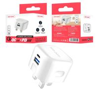 Dual - Port QC 3.0 PD 20W Adattatore da rete rapido - Bianco KP34853