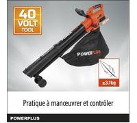 Dual Power Power 3-in-1 Powdpg75270 Batteria foglia Blower-40 V, 210 km/h, senza batteria o caricabatterie
