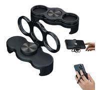 Dual-Ring Three-Finger Back Clip Holder,360° Rotation Magnetic Foldable Ring Phone Holder Clip,Multipurpose Holders Finger Kickstand Compatible Most Smartphones for Car Desk Office Gym (Black)