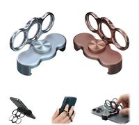 Dual-Ring Three-Finger Back Clip Holder,Multipurpose 360° Rotation Magnetic Foldable Phone Grip Stand,Phone Ring Three-Finger Kickstand Grip Holder for for Car,Desk,Office (Silver+Rose Gold)