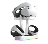 Dual Sense Controller Stazione di Ricarica per PS5 VR2, VR2 Auricolare Display Stander con Illuminazione RGB, per PSVR2 Magnetic Charging Dock VR2 Charger