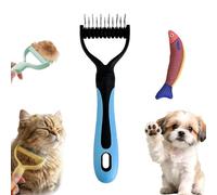 Dual-Sided Pet Grooming Rake, Deshedding Dog Brush & Cat Dematting Comb, Undercoat Rake for Dogs Shedding, Alternative Grooming Tool, Reduce Flying Hair (Blue, M)
