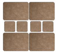Dual Sided Placemats and Coasters Sets of 4, PU Leather Heat-Resistant Table Mats Washable for Home, Hotel, Outdoor(Light Brown)