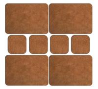 Dual Sided Placemats and Coasters Sets of 4, PU Leather Heat-Resistant Table Mats Washable for Home, Hotel, Outdoor(Dark Brown)